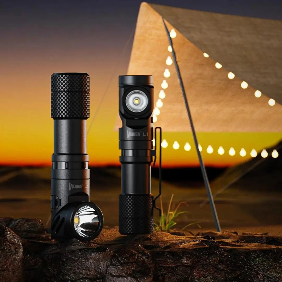 L1 2000 Lumens Flashlight - Dual Light Sources Flashlight with 180° Rotating Head - WubenLight