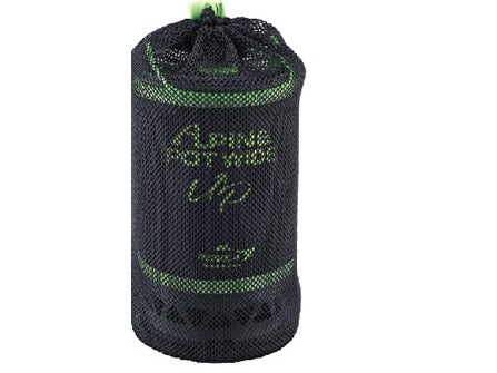 Alpine Pot Wide Up packed into its mesh carry bag