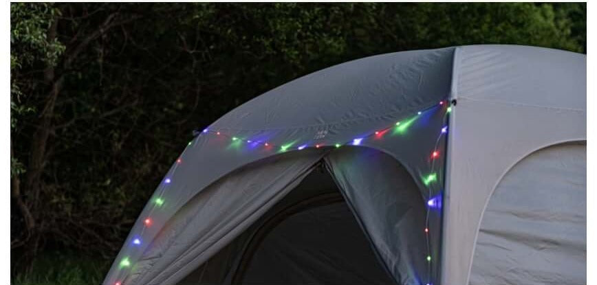 Same tent seams lit in multicolor RGB blinking mode
