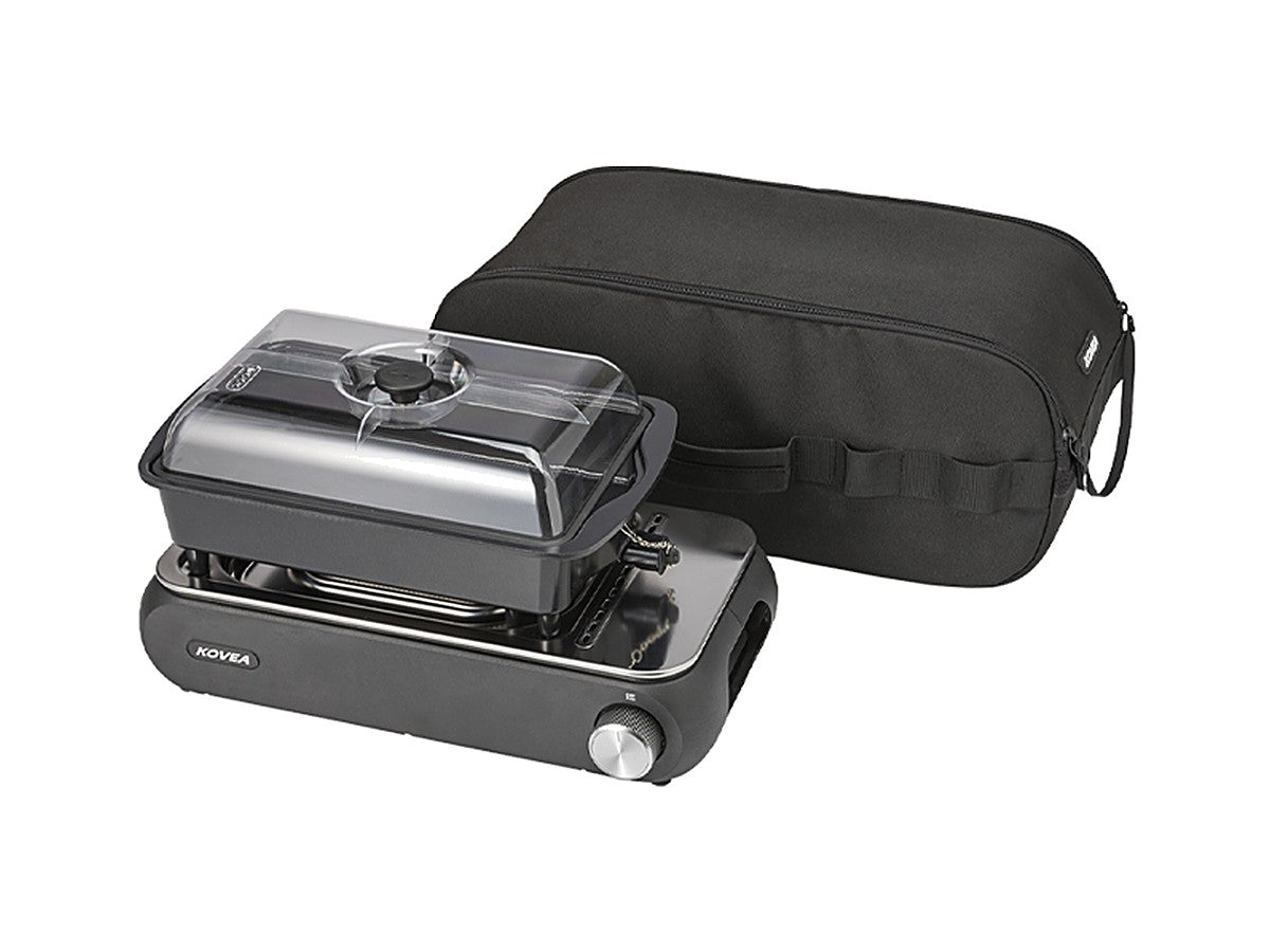 Guibada Ceramic Grill next to its KOVEA carry bag