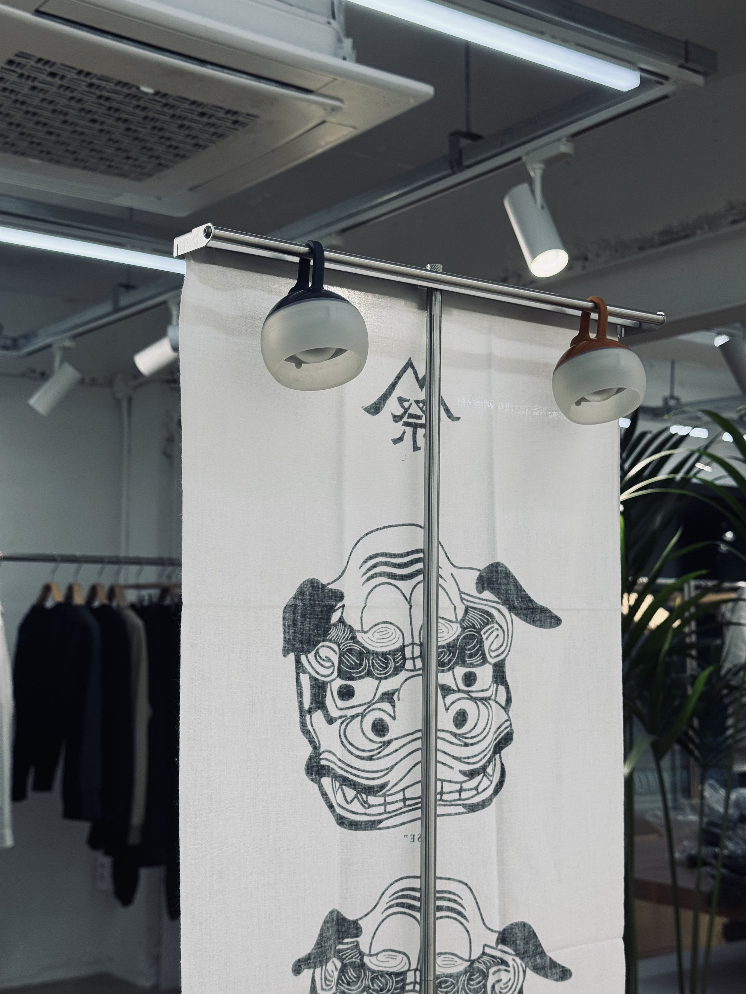 HR Tenugui Lantern Hanger top bar holding two mini lanterns - Henrik Seo