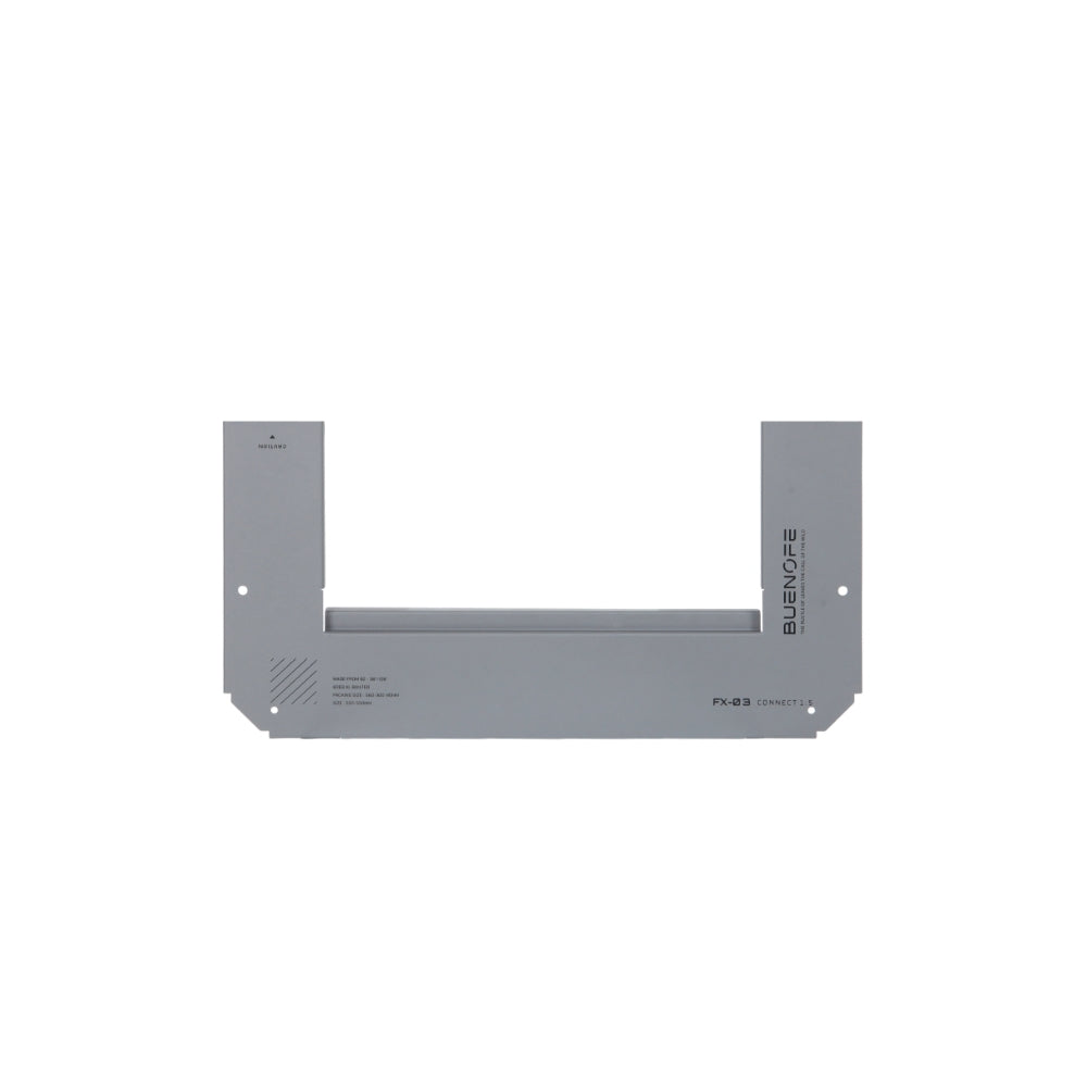BUENOFE IGT Connect Table 1.5 folded flat into a compact U-shaped half profile on a white background, highlighting the slim packed size for transport and storage.