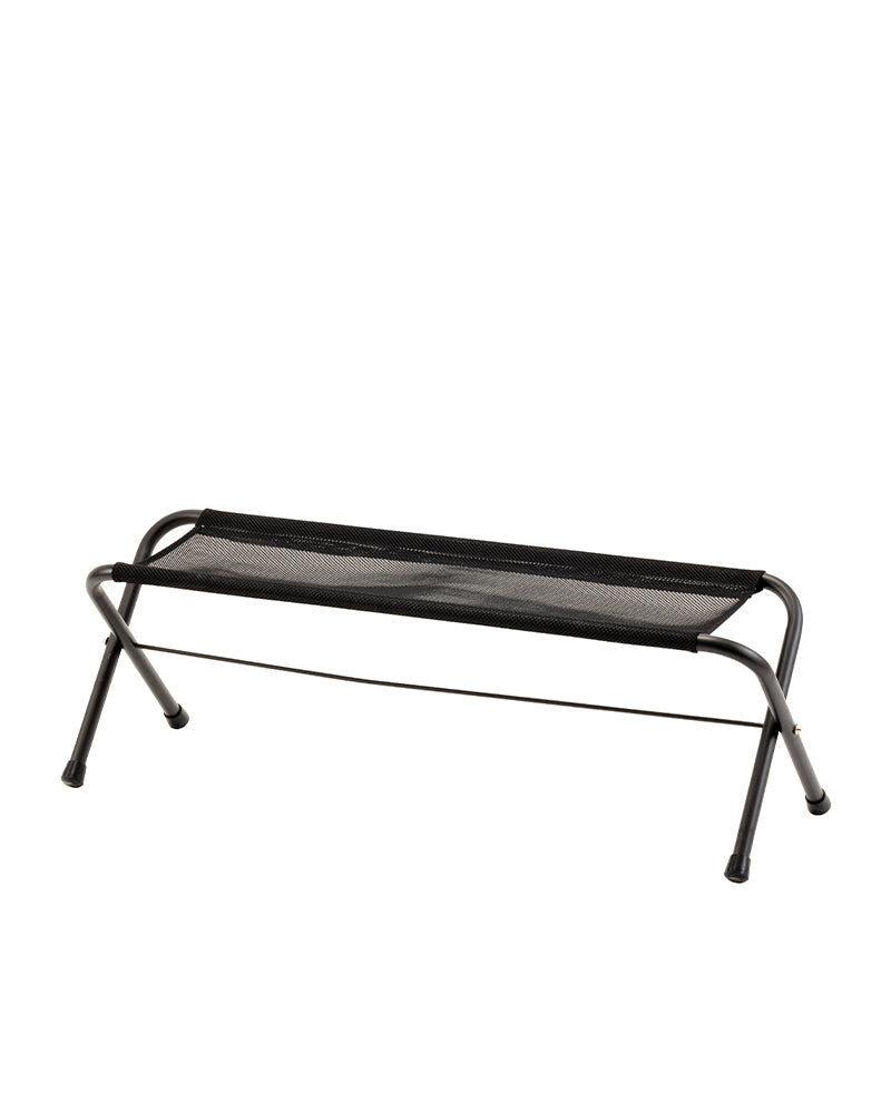 Mesh Folding Bench, Black, three-quarter view on a white background