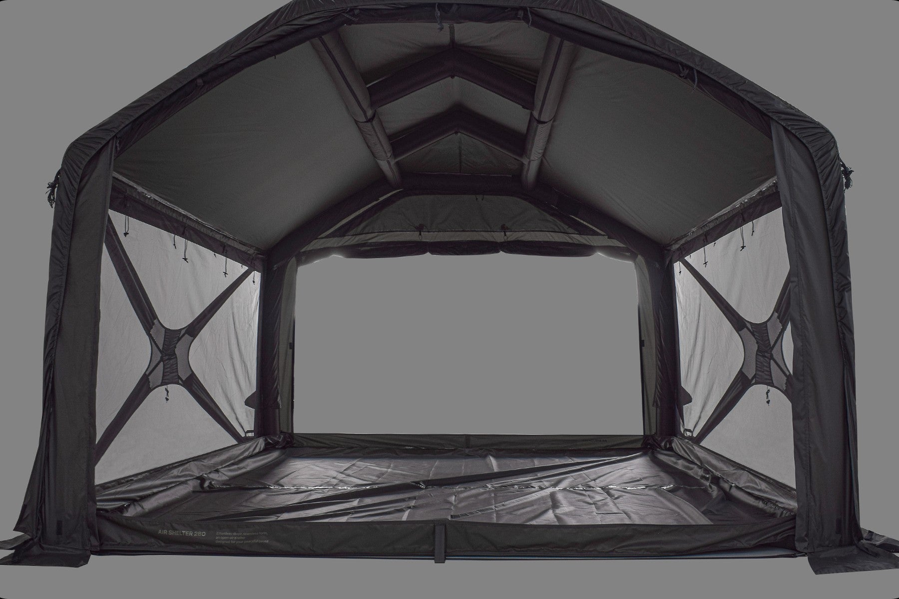 Monterra Cubex 2.8 groundsheet laid inside the shelter, waterproof tent floor