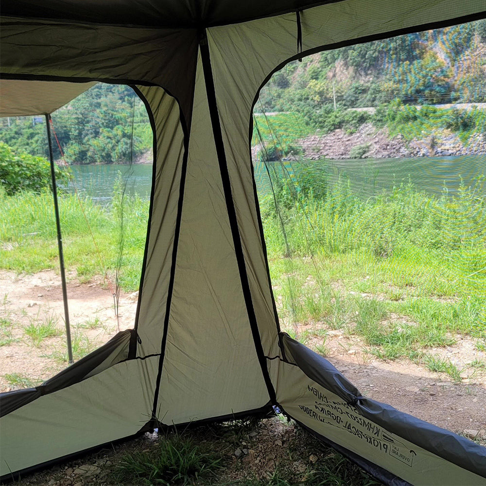 river view from inside the opened ES Awning Screen.