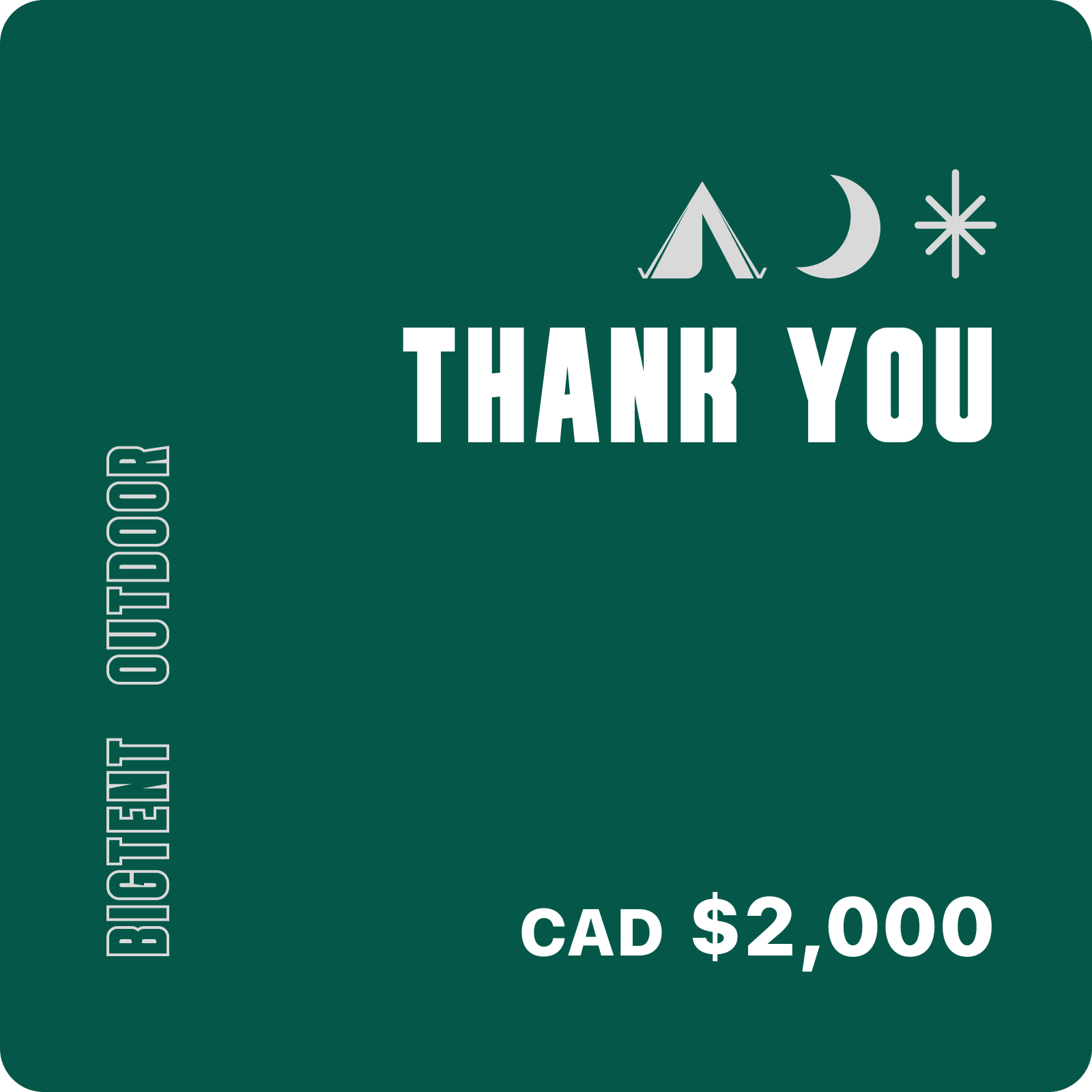 Bigtent Gift Card $2000 CAD