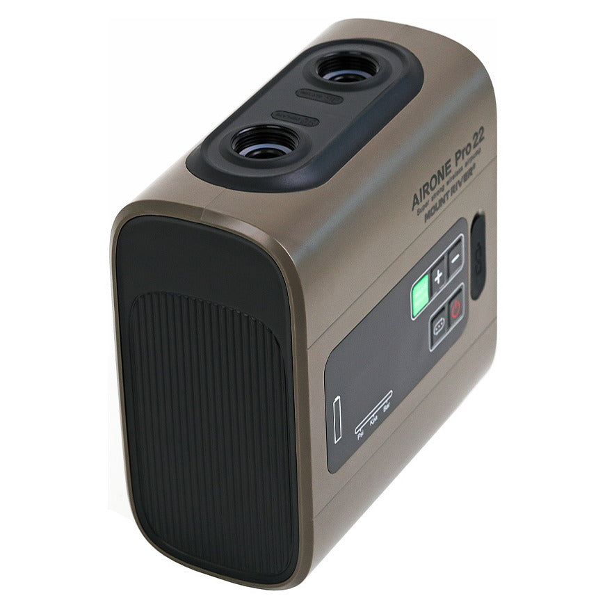 Air One Pro 22 air pump at a three-quarter angle, showing the inflate and deflate ports on top.