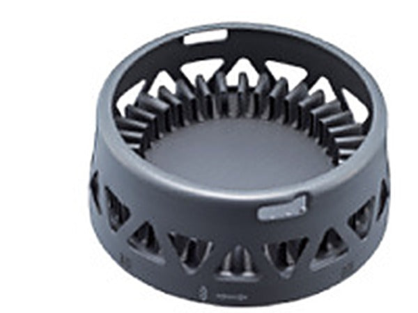 Close-up of the finned heat exchanger base on the Alpine Pot Wide Up