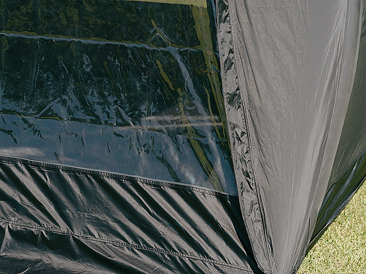 Close-up of the TPU panel and its dedicated zipper on the tent