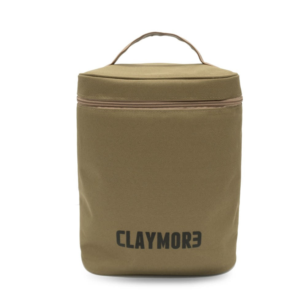 Tan V1040 size CLAYMORE fan pouch, front view on white background