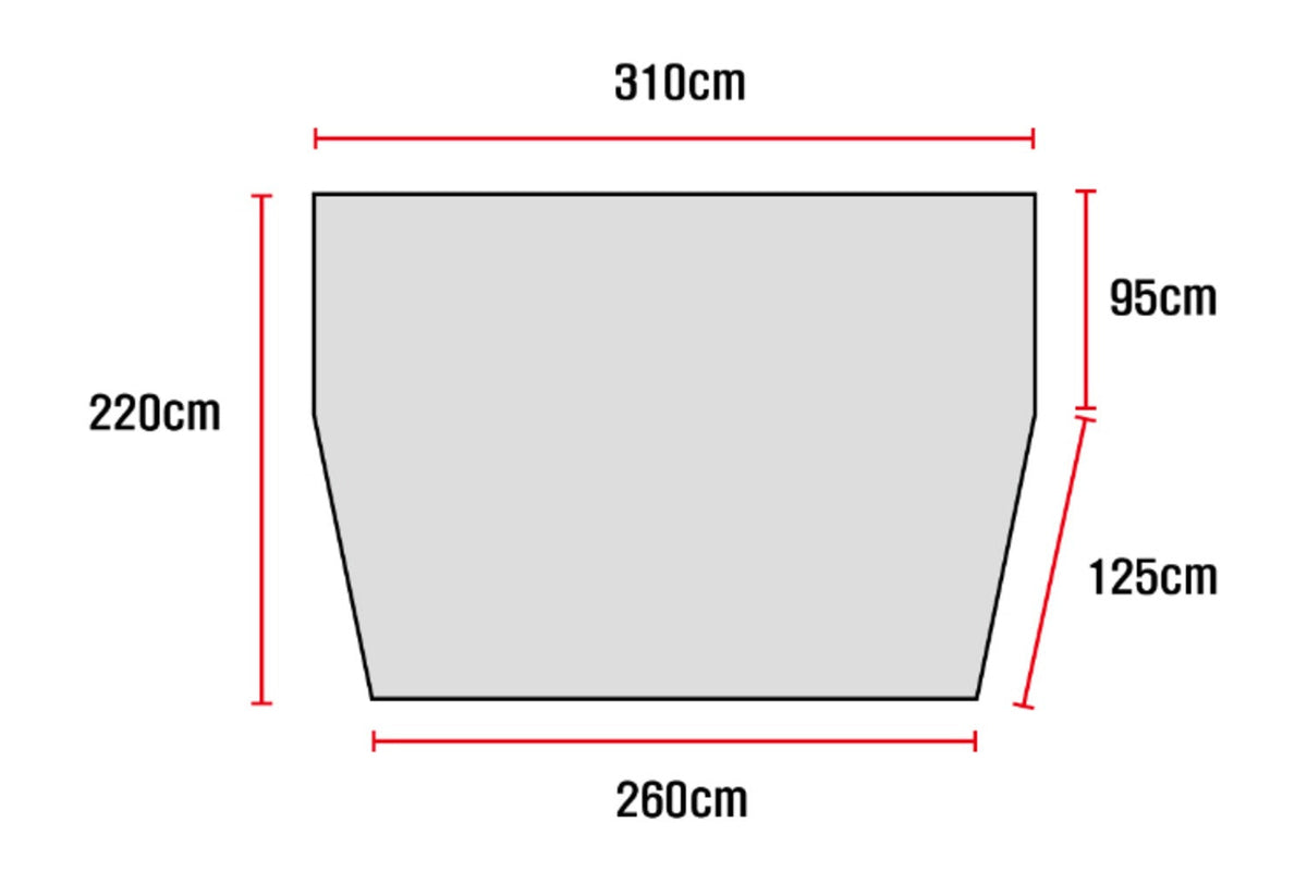 Footprint sheet under the inner tent showing P300D Oxford waterproof base