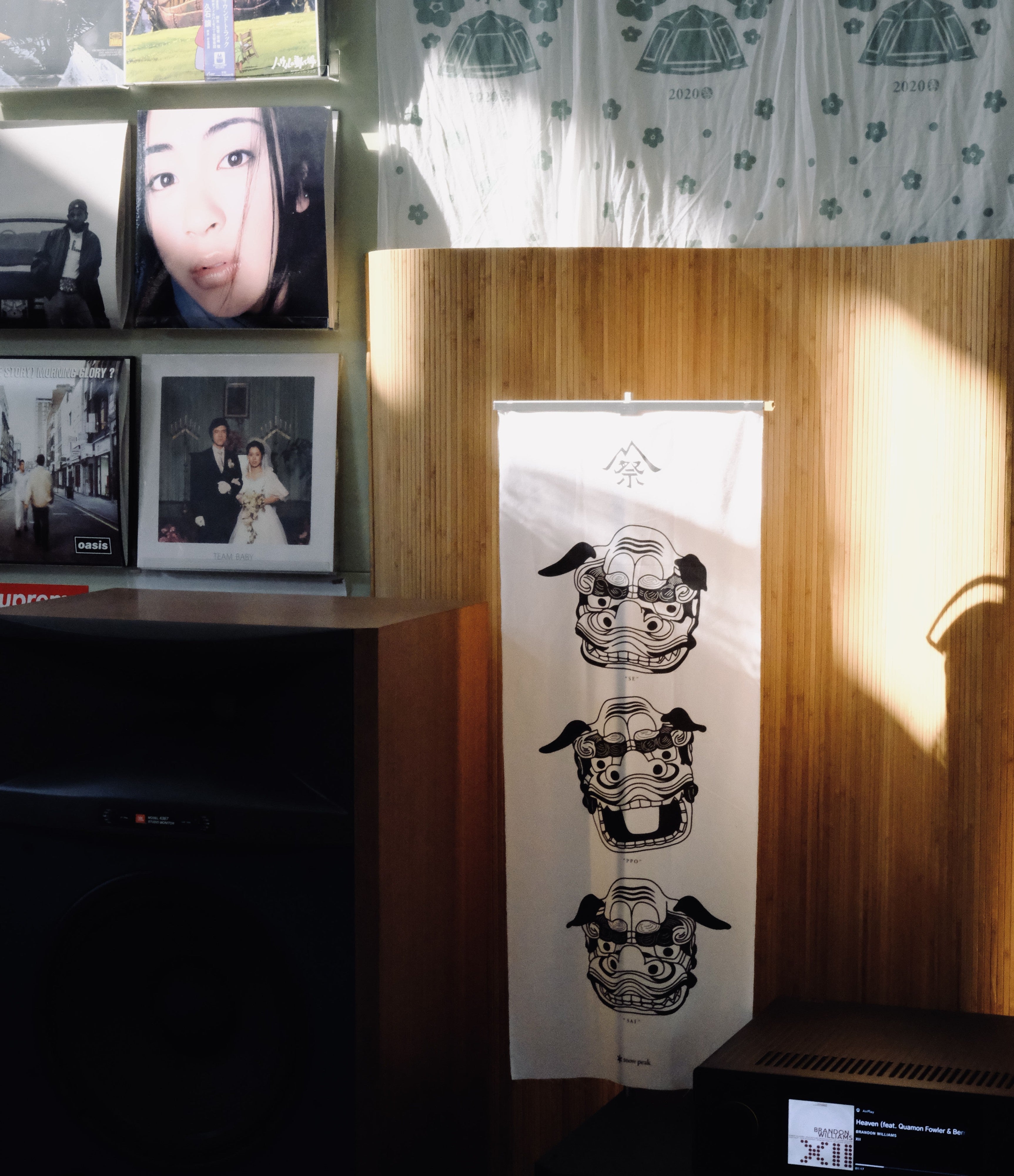 HR Tenugui Lantern Hanger with tenugui in a sunlit interior - Henrik Seo