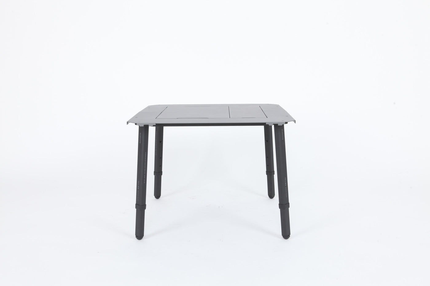 BUENOFE IGT Quick Slot Table Leg shown in a straight-on front elevation on a white background with all four legs extended to full height, illustrating the telescoping range that raises the IGT tabletop to a level standing setup.