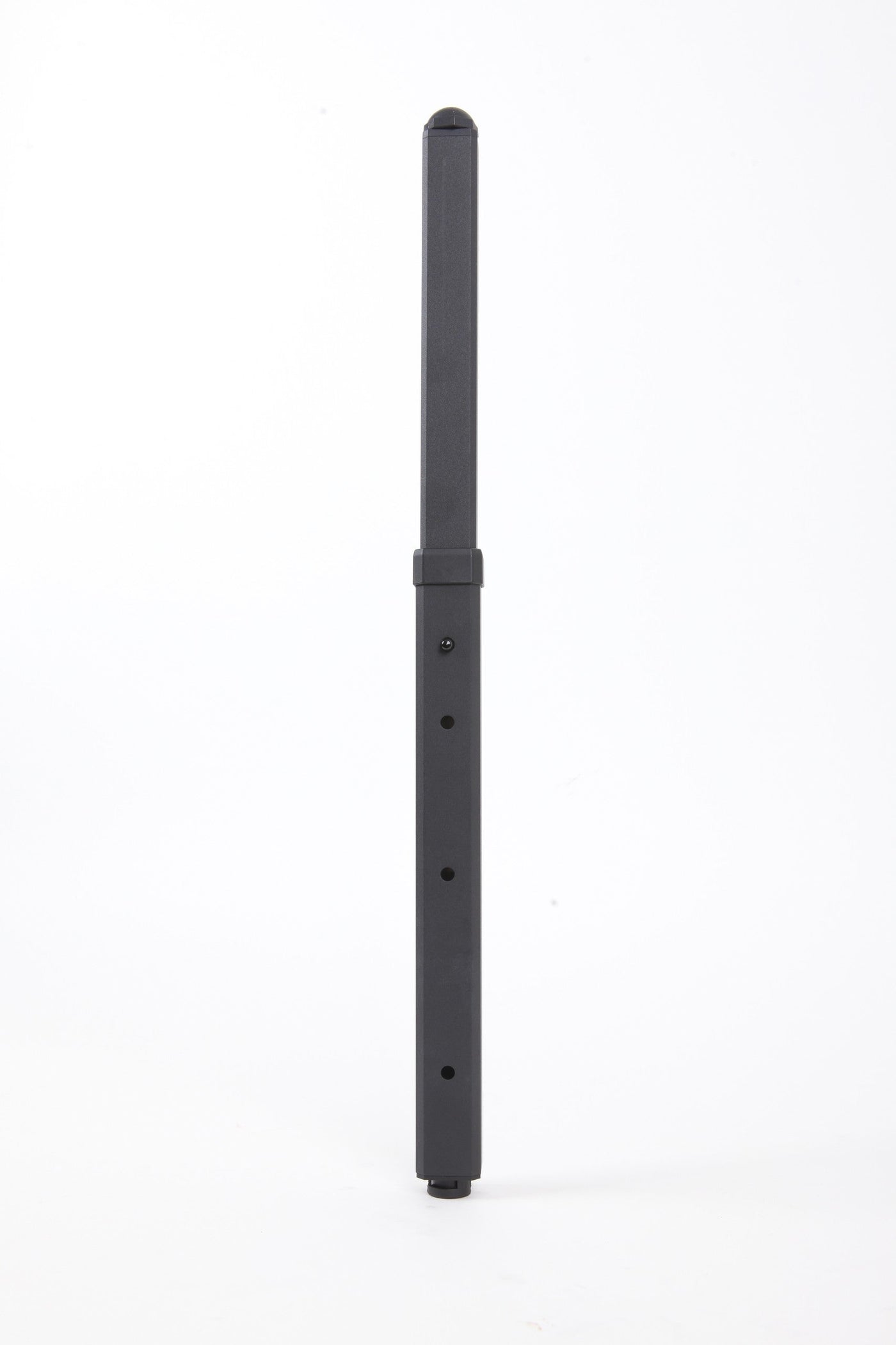 BUENOFE IGT Quick Slot Table Leg shown as a single black leg fully telescoped open on a white background, exposing the row of height-adjustment holes along the inner section that set the locking height stages.