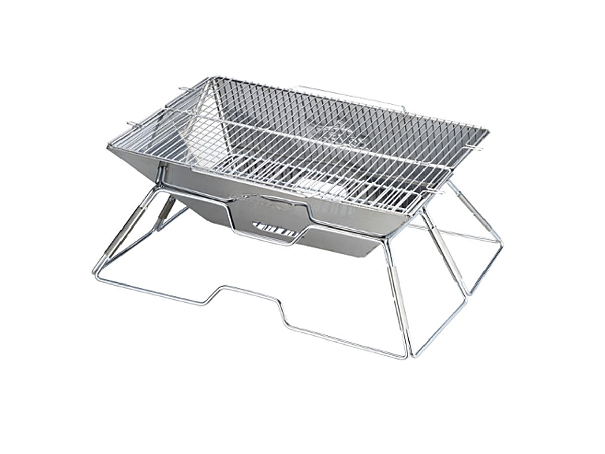 Magic Stainless BBQ Grill set up, stainless body and grate