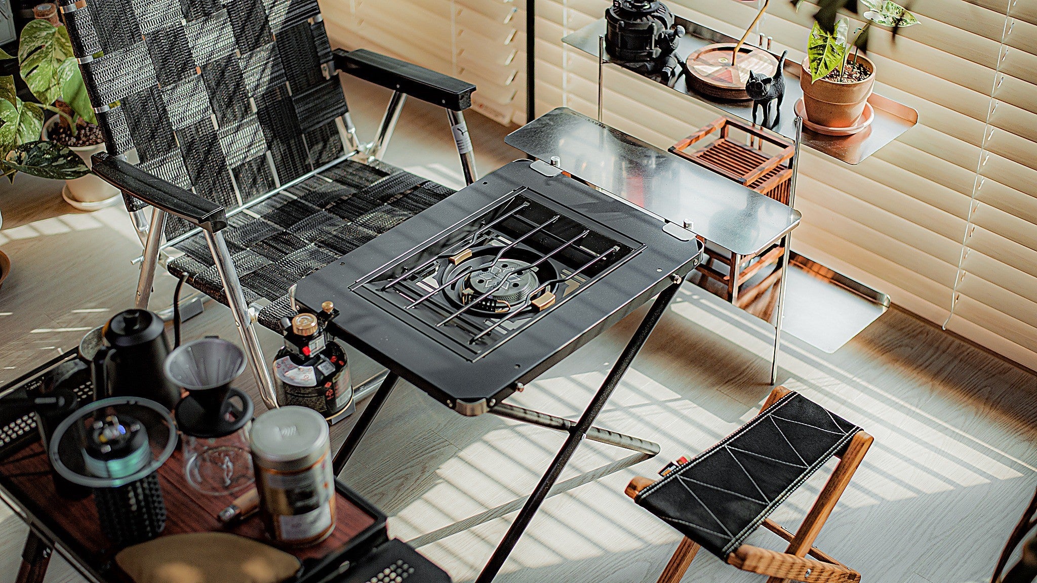 Personal Flat Burner in a styled camp tablescape