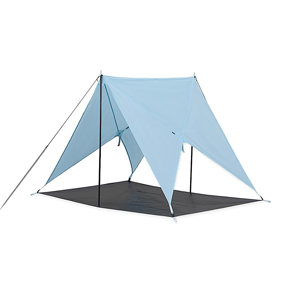 Pop Hub roof rigged as a tarp over the ground sheet