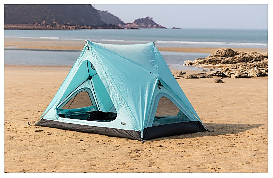 Pop Hub set up on a sandy beach