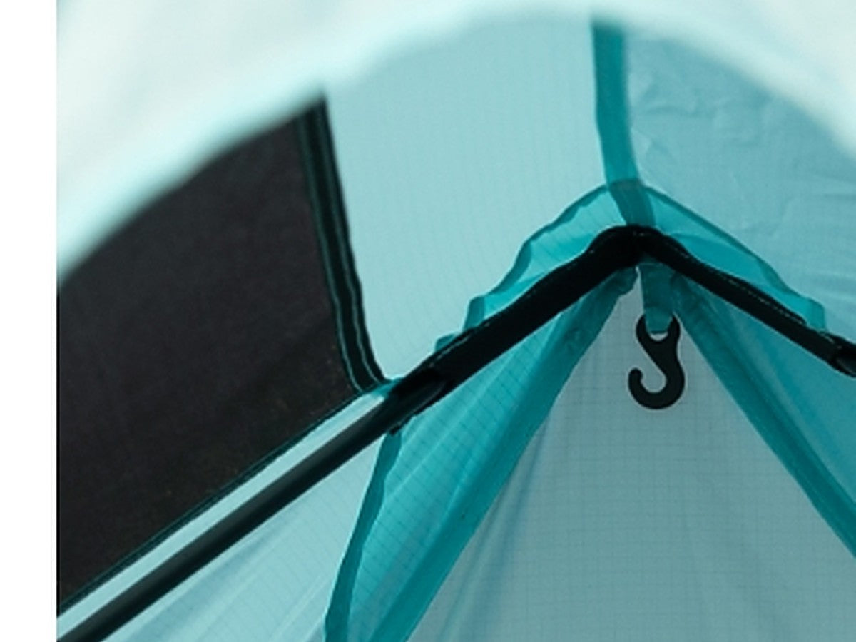 Lantern hook at the peak of the tent ceiling