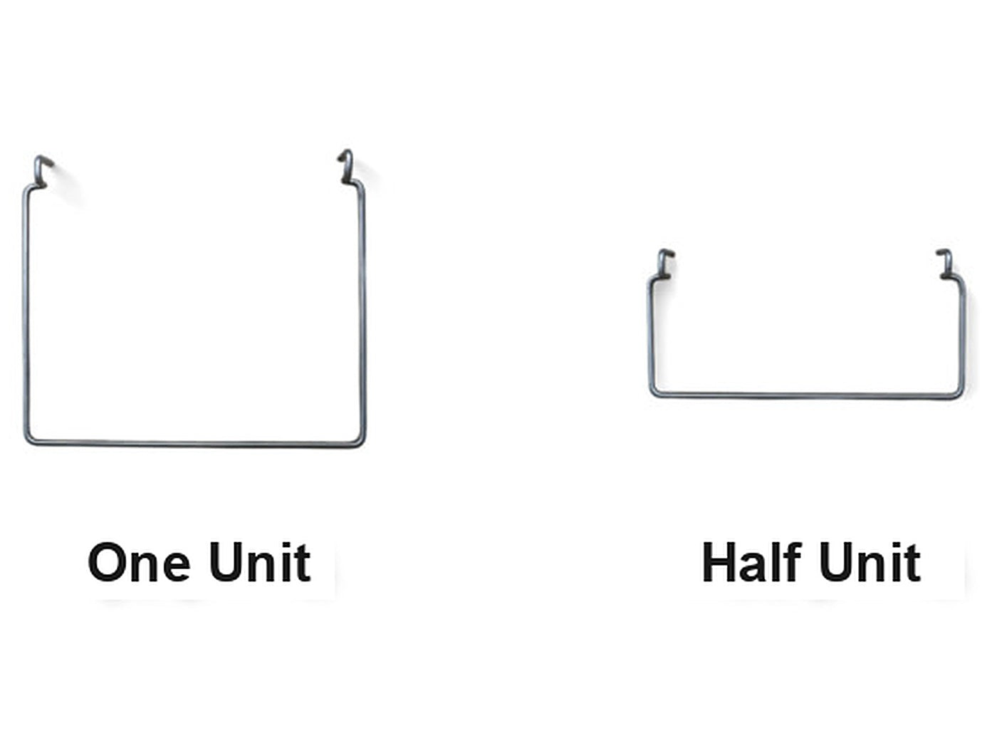 One Unit and Half Unit side hangers side by side, labelled by size.