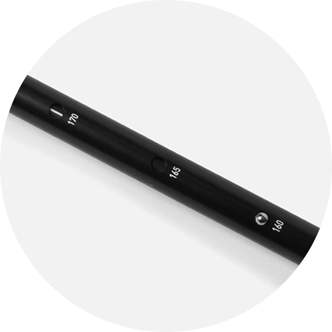Pole telescoping demonstration showing 7 height stops from 160 to 190 cm