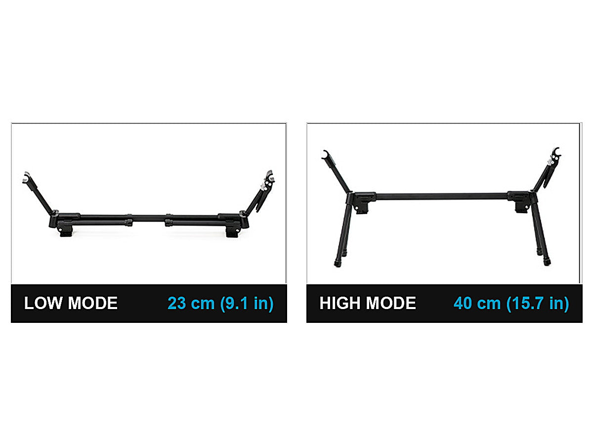 Two Wide Cot 80 leg frames side by side, labelled low mode 23 cm and high mode 40 cm.