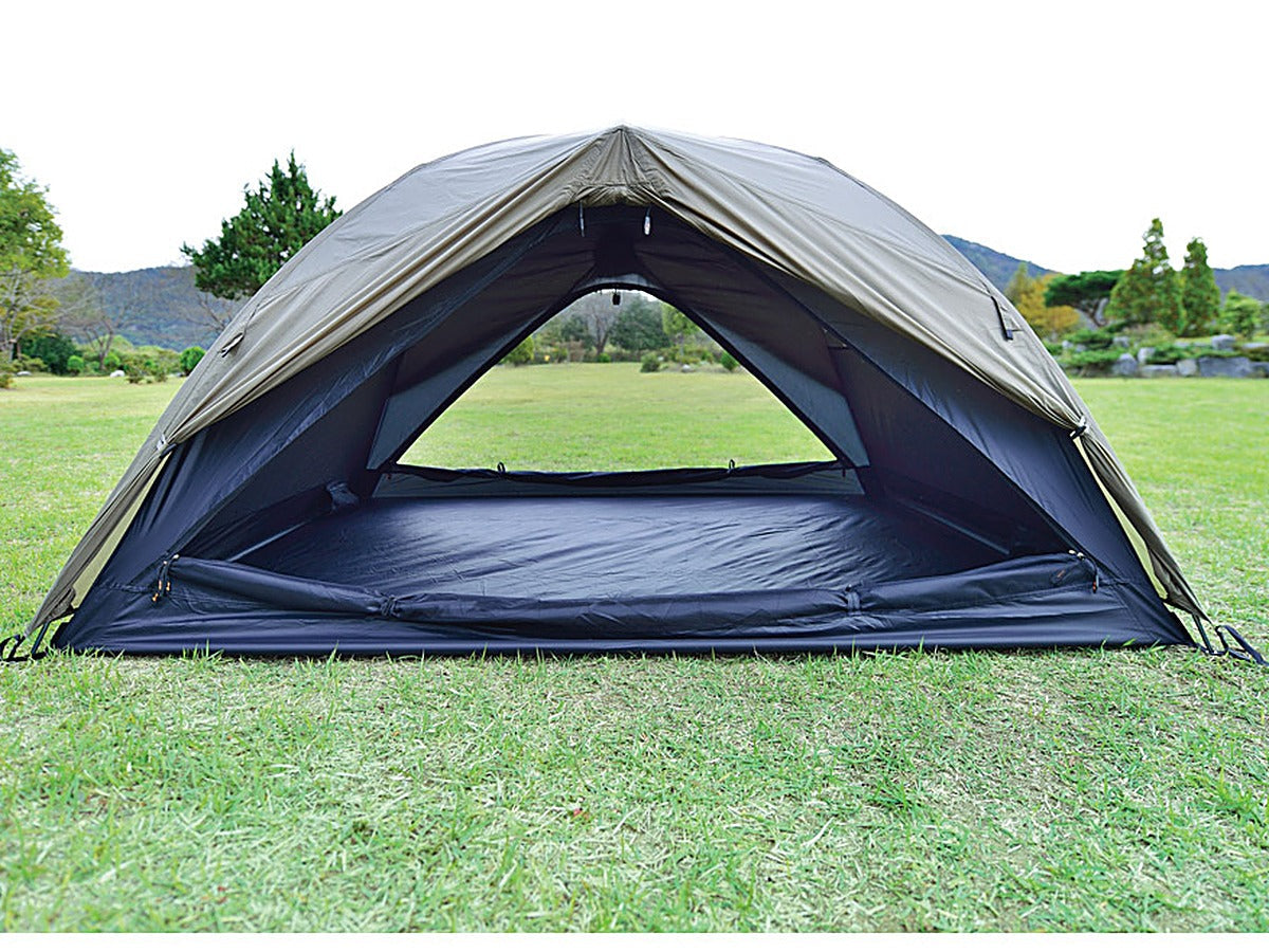 Fly raised showing the mesh inner tent beneath