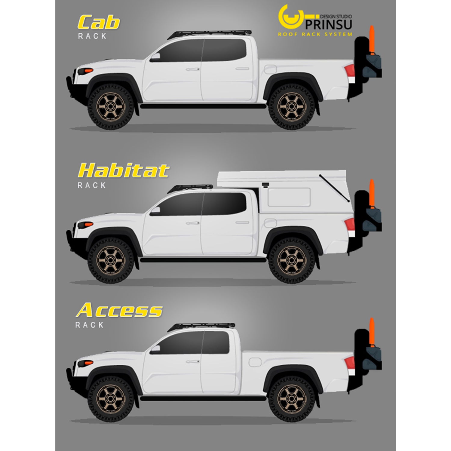 [TOYOTA TACOMA PRINSU TOP RACK] 2005-2022 Lit court